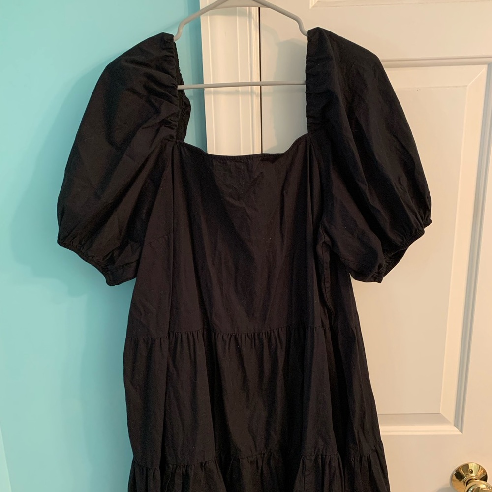 H&M Black Mini Dress with Puffy Sleeves